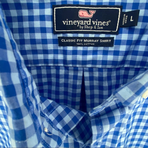 Vineyard Vines Murray Large Blue Gingham Long Sleeve - Picture 3 of 5
